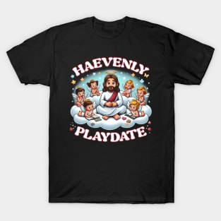 Heavenly Playdate, lovely angel jesus, play games or read books together T-Shirt